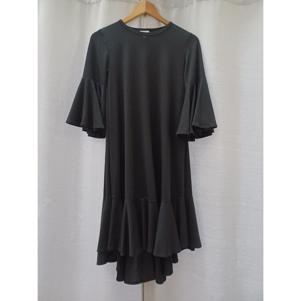 LuLaRoe LLR Maurine Black Ruffle Dress - XXS - Bell Sleeve
